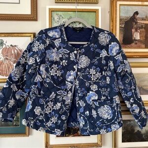 Talbots Women's Blue Floral Quilted Jacket